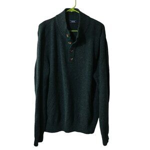 IZOD QUARTER BUTTON GREEN LONG SLEEVE SWEATER MENS XL